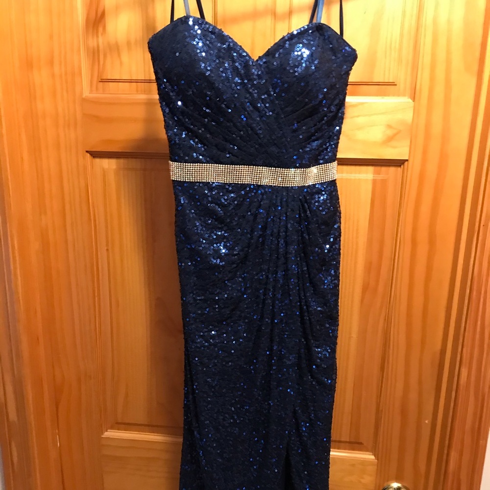 La Femme full body sequined prom dress